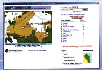 A PostGIS/MapServer parcel-status application was created by Ross Searle and the Department of Natural Resources and Mines, Queensland, Australia.